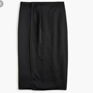 J.Crew Foldover Pencil Skirt, Satin, black, size 4